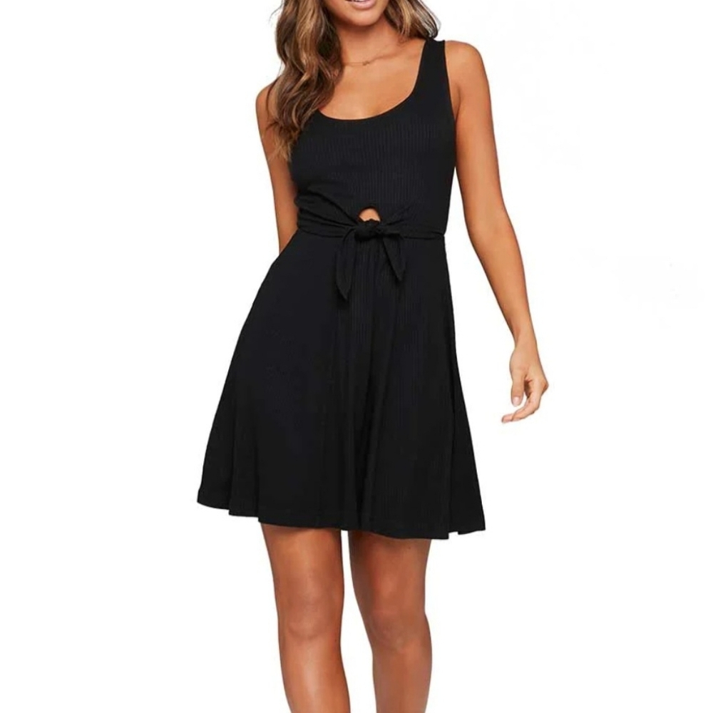 Revolve L*SPACE Womens Topanga Ribbed Dress in Black Size M